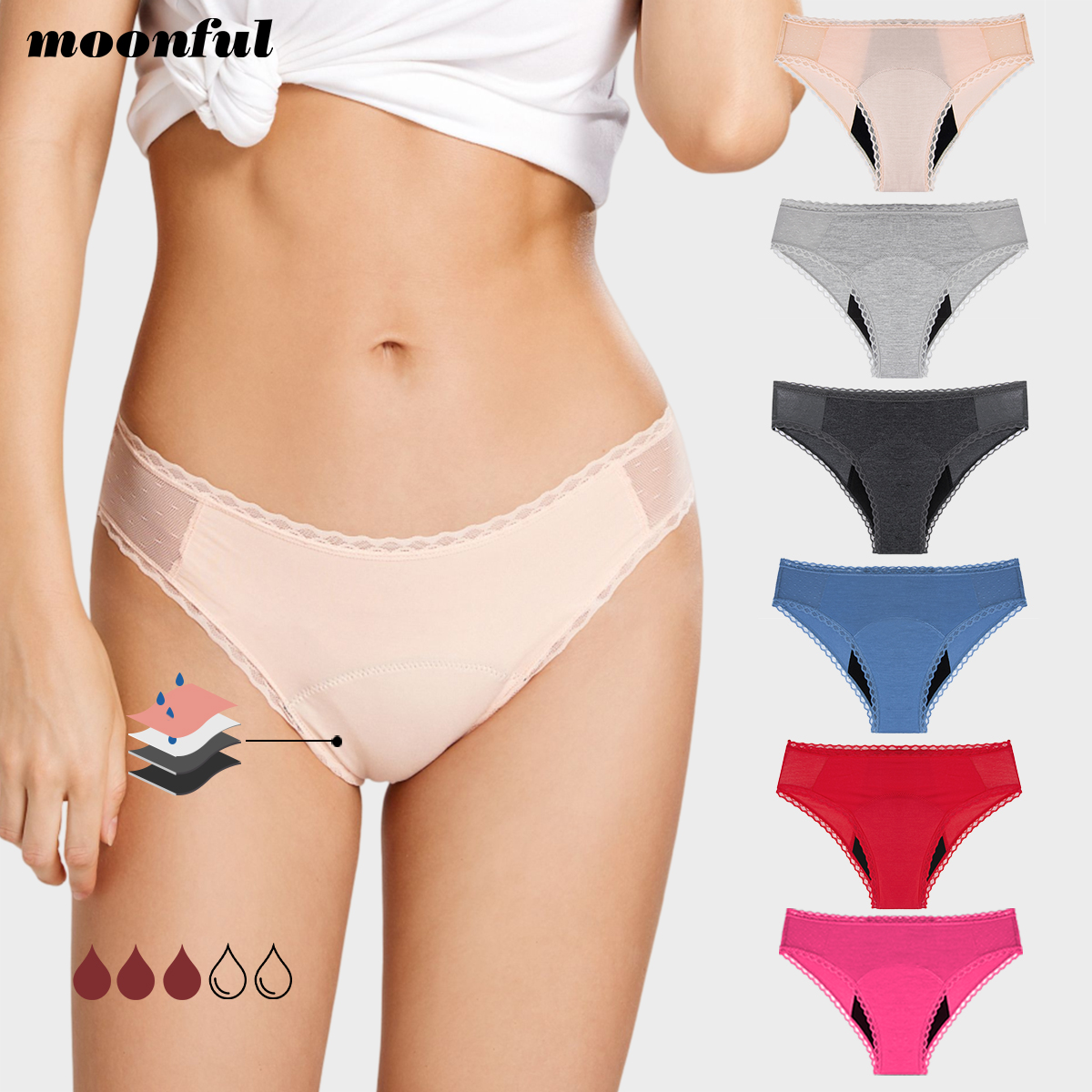 Period Panty Absorbent - 4 Layer Absorbent Menstrual Panties Women