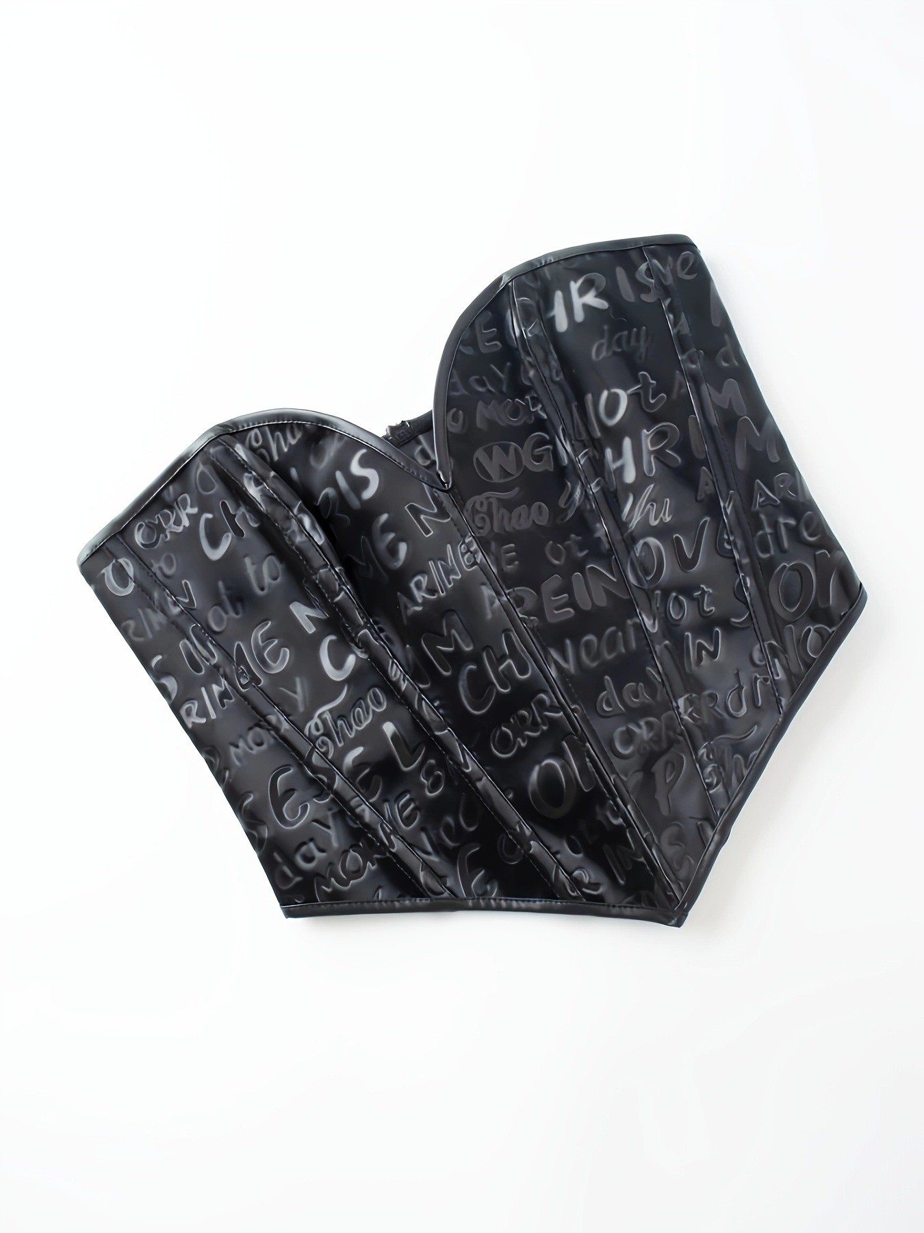 Black letter printed strapless - Corset Waist Cinch avis et prix