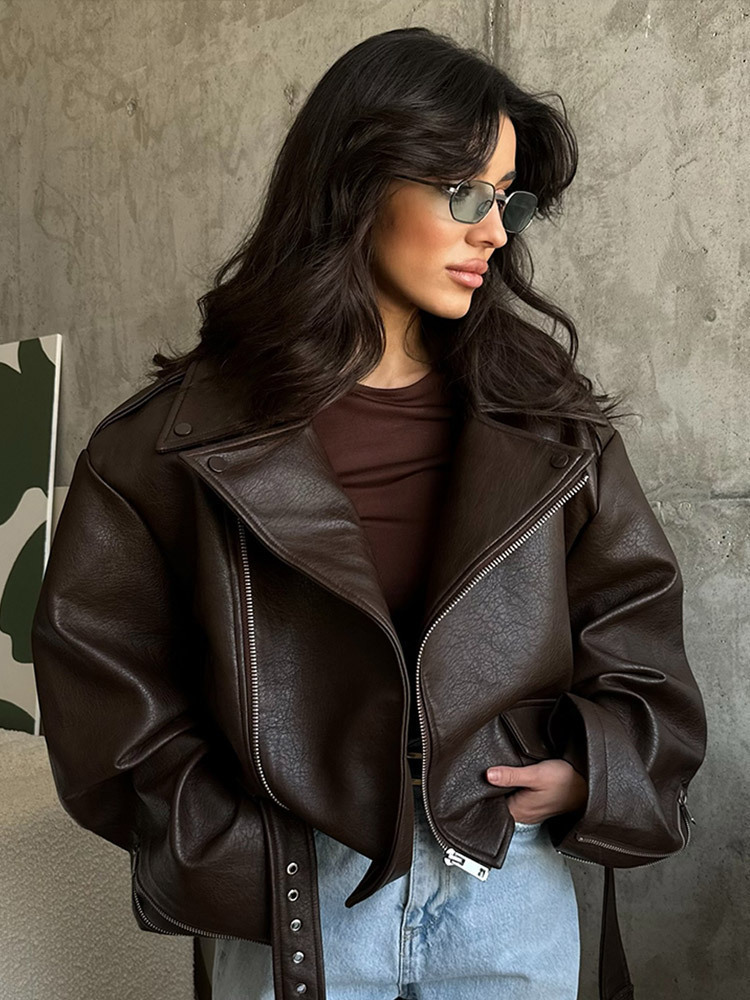 With Belt Leather Jacket Coat  - Corset Waist Cinch avis et prix