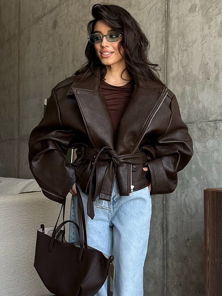 With Belt Leather Jacket Coat  - Corset Waist Cinch avis et prix