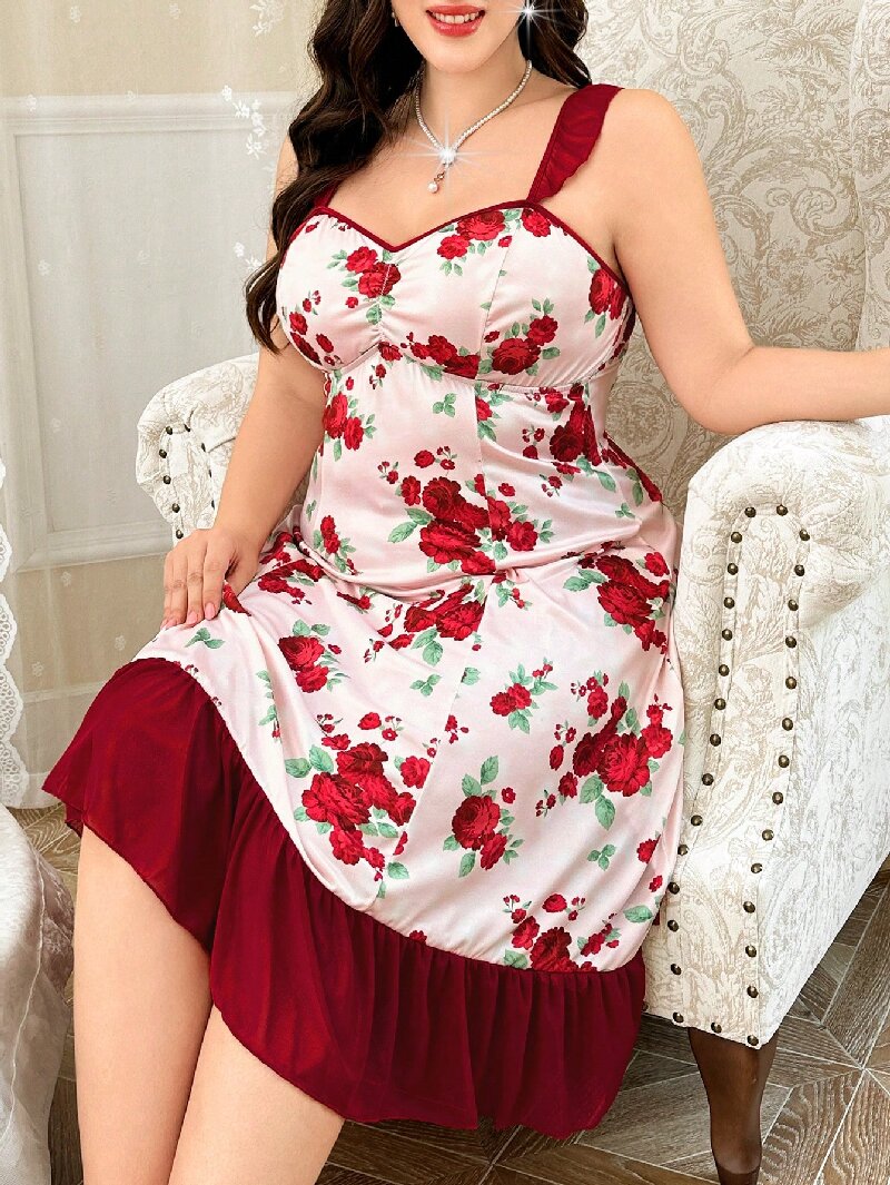 Plus Size Women's Floral Print - Cami Top Lace avis et prix