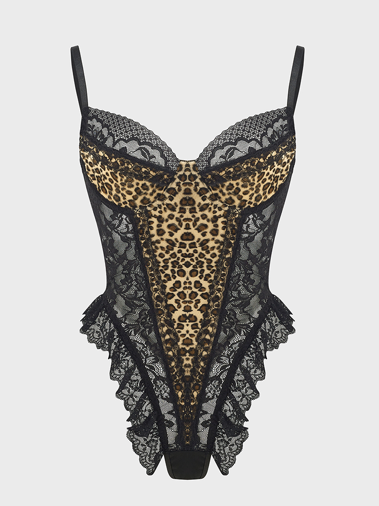Sexy Lace Leopard Pattern Body - Shapewear Bodysuit Firm avis et prix