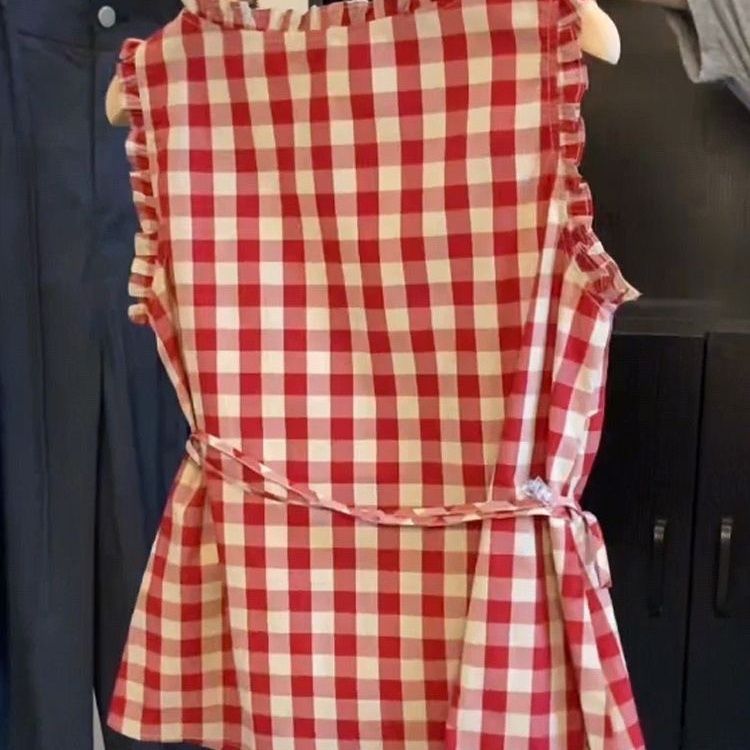 Retro Red Plaid Sleeveless Ves - Corset Waist Cinch avis et prix