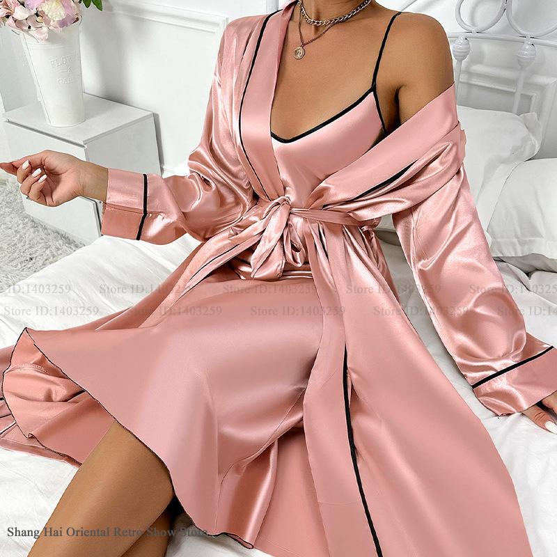 Sexy Long Twinset Robe Set Che - Robe Silk Women avis et prix