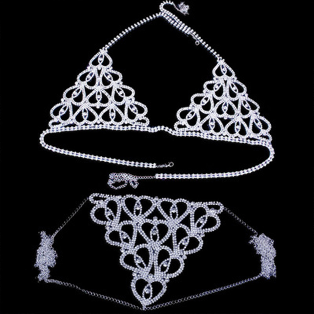 Fashion Rhinestone Heart Bra T - Thong Bikini Women avis et prix