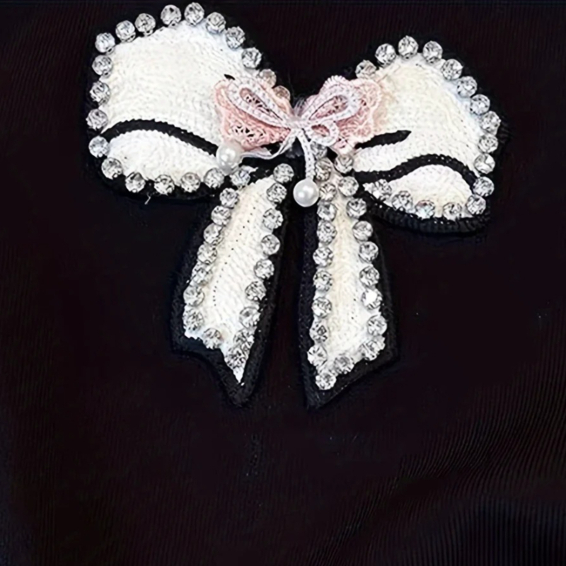White Lace Trim Rhinestone Bow - Cami Top Lace avis et prix