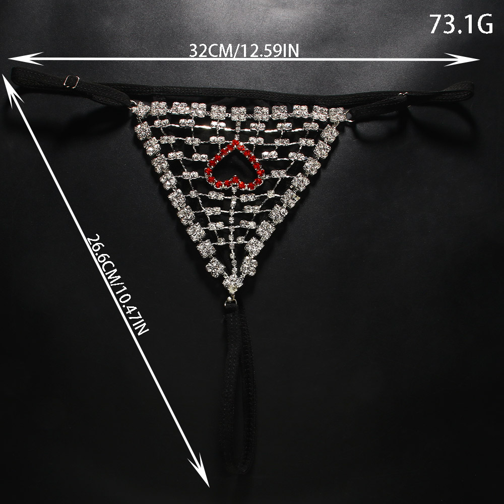 Rhinestones Heart Hollow Thong - Thong Bikini Women avis et prix